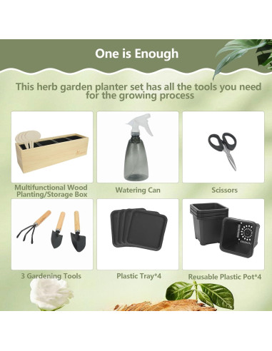 Kit de Jardín de Hierbas TGIFGO con 17 Herramientas y Macetas