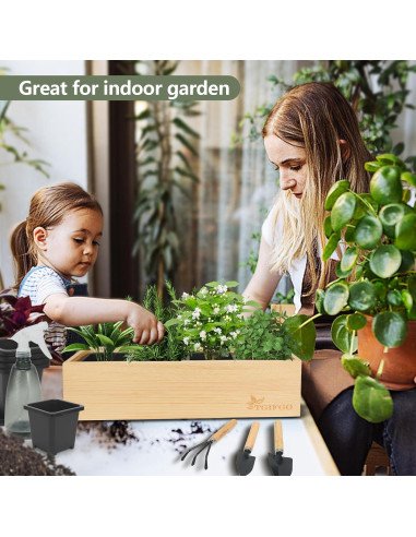 Kit de Jardín de Hierbas TGIFGO con 17 Herramientas y Macetas