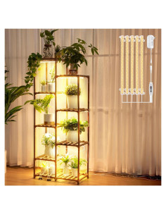 Estante de Plantas Dreyoo 8 Niveles con Luz Crecimiento 157 cm
