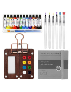 Set de Acuarelas Portátil Tobios con 12 Colores y Pinceles