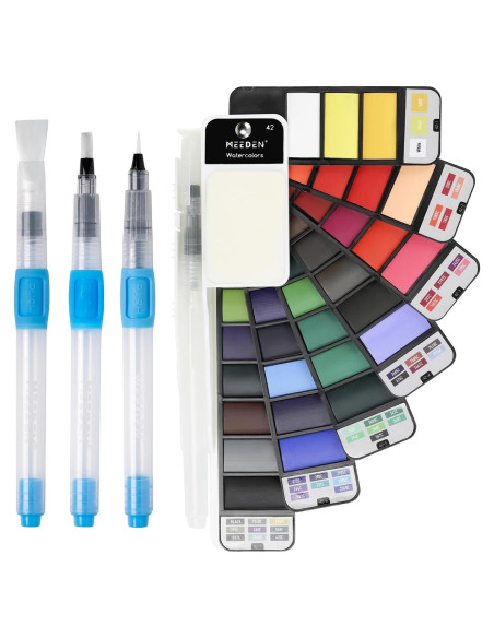 Juego de Pintura Acuarela Portátil MEEDEN 42 Colores con Pinceles