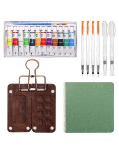 Juego de acuarelas mini Boyistar con 12 colores y paleta de madera