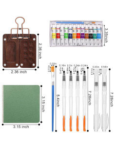 Juego de acuarelas mini Boyistar con 12 colores y paleta de madera 2