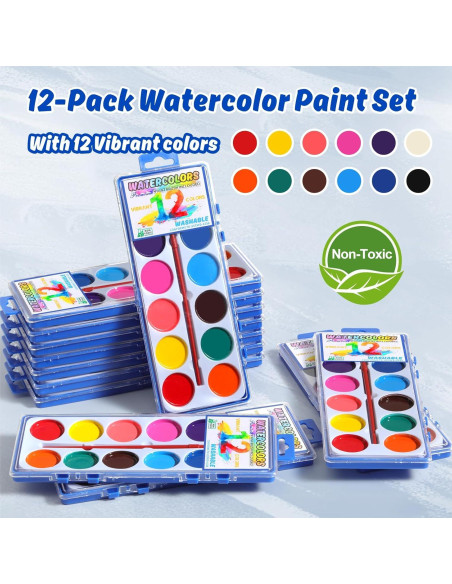 Set de Pintura Acuarela JIANERSHE 12 Colores Lavables 0.79kg