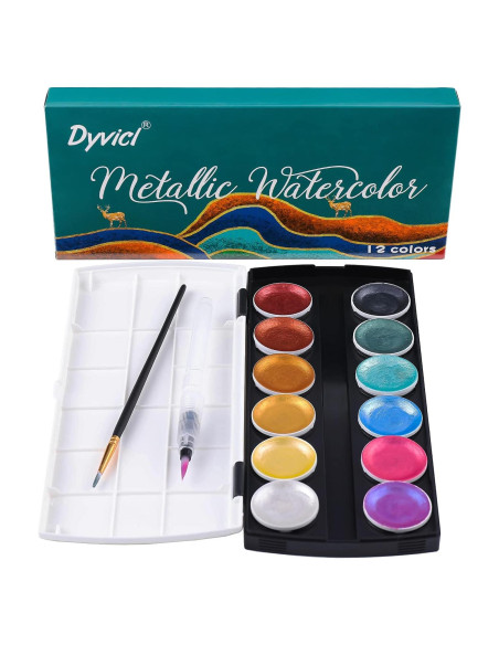 Conjunto de Acuarelas Metálicas Brillantes Dyvicl - 12 Colores Conjunto de Acuarelas Metálicas Brillantes Dyvicl - 12 Colores
