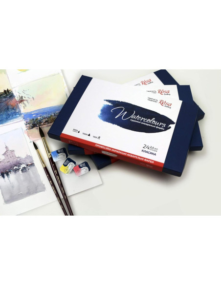 Set de 24 Pinturas Acuarela Rosa Gallery - Colores Vibrantes