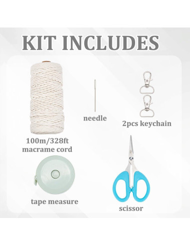 Kit de Bolsa de Macramé DIY INFUNLY Beige con Tutorial