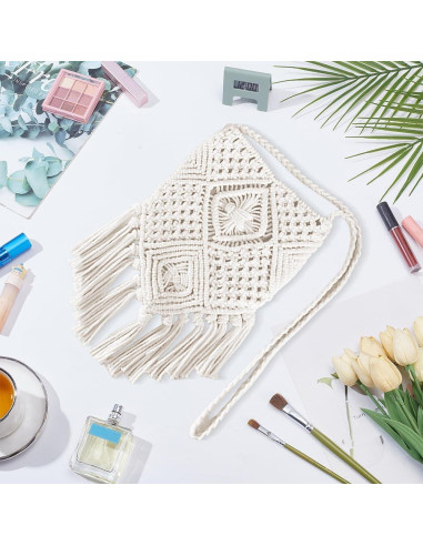 Kit de Bolsa de Macramé DIY INFUNLY Beige con Tutorial