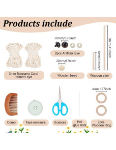 Kit de Macramé de Búho DIY ACRNIGHEET - Decoración Bohemia 2