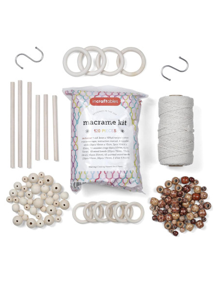 Kit de Macramé Incraftables 120 Piezas - Algodón Natural