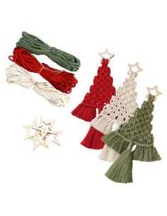 Kit de Macramé para Árbol de Navidad 3 Piezas Decoración DIY