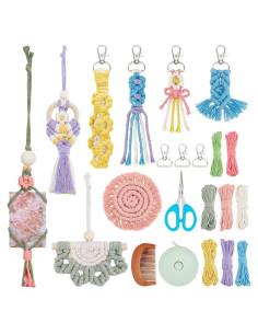 Kit de Llaveros de Macramé Boho INFUNLY - 8 Piezas Floral