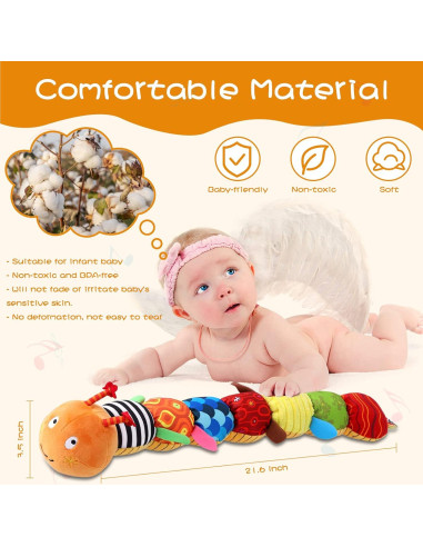 Gusano Musical Suave ZUCOOP 55.88 cm para Bebés 0-3 Años