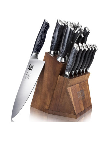 Conjunto de cuchillos SHAN ZU 16 piezas acero japonés con bloque