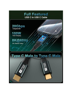 Cable USB C a USB C 1FT KAKAPOZO 8K@60Hz 100W Carga Rápida 2