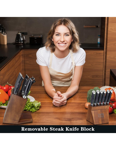 Conjunto de cuchillos SHAN ZU 16 piezas acero japonés con bloque