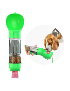 Botella de Agua para Perros Kya 4 en 1 300ml Verde