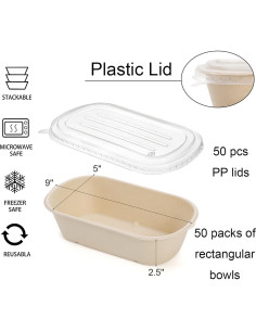Contenedores de Comida Yesland 50 Paquete 1000 ml Rectangulares 2