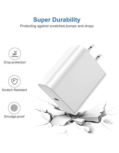 Cargador Rápido USB C 20W para iPhone 14/13/12/11 con Cable 10FT