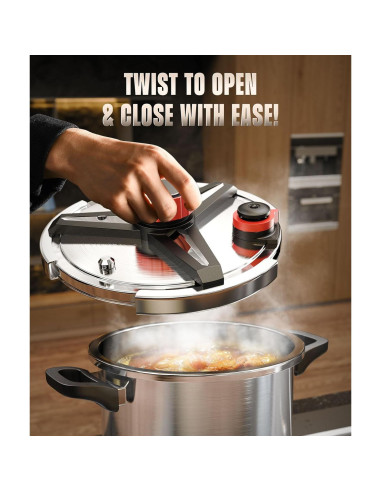 Olla de Presión ZILODE 4QT Acero Inoxidable con Tapa de Seguridad