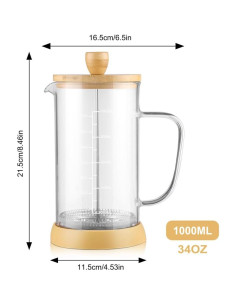 Cafetera Prensa Francesa Wedrink 1000ml Vidrio Borosilicato 2