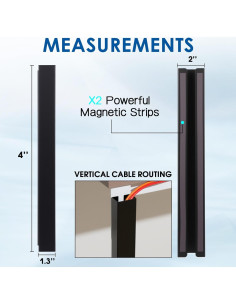 Canal de Gestión de Cables Magnético Blulu 35.56 cm Negro - 2 Piezas 2