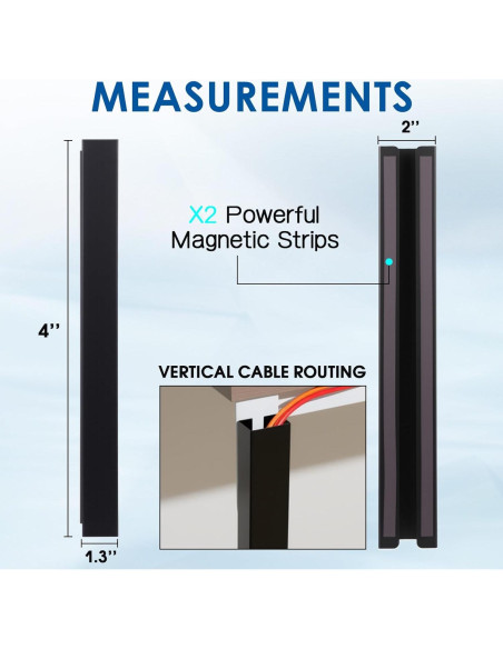 Canal de Gestión de Cables Magnético Blulu 35.56 cm Negro - 2 Piezas