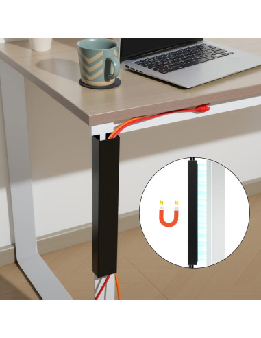 Canal de Gestión de Cables Magnético Blulu 35.56 cm Negro - 2 Piezas