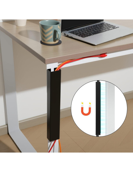 Canal de Gestión de Cables Magnético Blulu 35.56 cm Negro - 2 Piezas