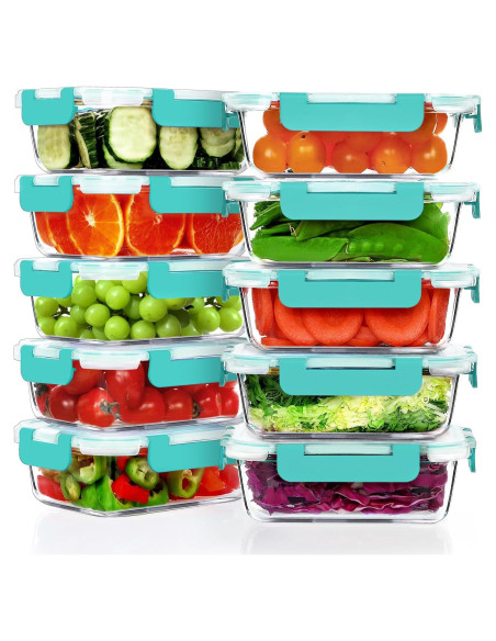 10 Contenedores de Vidrio Herméticos VERONES 625ml Verde