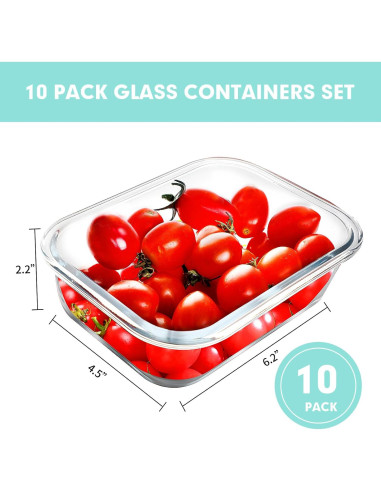 10 Contenedores de Vidrio Herméticos VERONES 625ml Verde