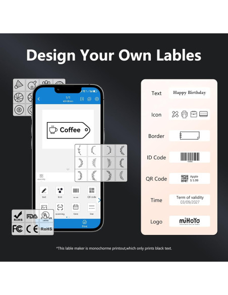 Impresora de Etiquetas Térmica Portátil Prievou WP - 50x30mm