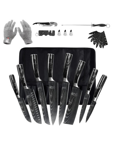 Juego de cuchillos de cocina FULLHI, 14 piezas acero inoxidable