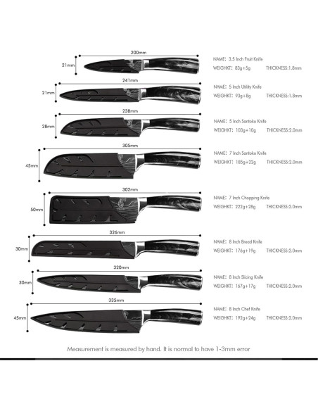 Juego de cuchillos de cocina FULLHI, 14 piezas acero inoxidable