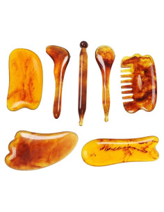 Kit de Masaje Facial Gua Sha 7 Piezas Gawon Ámbar