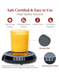 Calentador de Cera Dialan's 17W Negro para Vela y Bebidas 2