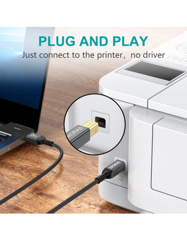 Cable de Impresora USB 2.0 KRORAS 3.05m Tipo A a B