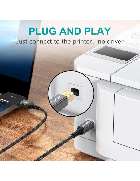 Cable de Impresora USB 2.0 KRORAS 3.05m Tipo A a B