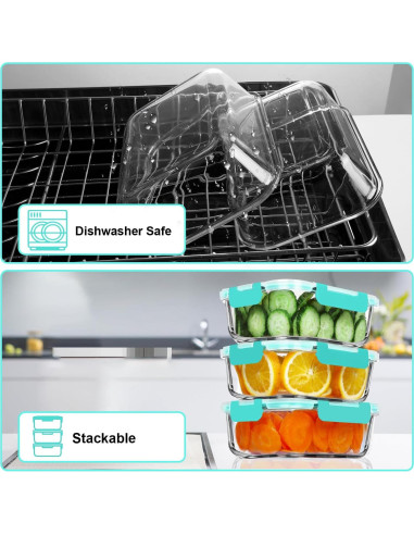 Contenedores de Vidrio Herméticos VERONES 5 Piezas 1057ml