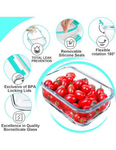 Contenedores de Vidrio Herméticos VERONES 5 Piezas 1057ml