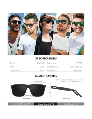 Gafas de sol KALIYADI para hombre polarizadas UV protección