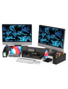 Soporte de Escritorio para Doble Monitor Simple Houseware Negro