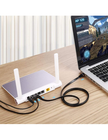 Cable Ethernet Cat 8 BUSOHE 1FT 2-Pack Alta Velocidad 40Gbps