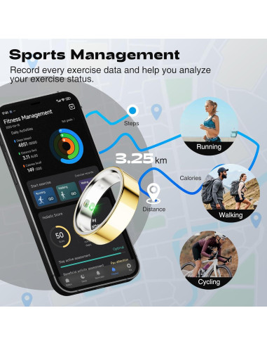 Anillo Inteligente de Salud y Fitness Dorado TM22 - 5ATM