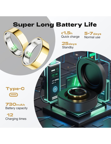 Anillo Inteligente de Salud y Fitness Dorado TM22 - 5ATM