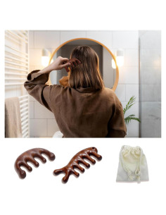 Set de 2 Peines de Masaje de Madera Sándalo para Cabello