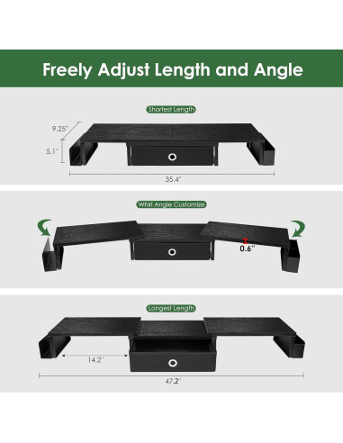 Soporte Doble para Monitor con Cajón y Pierna de Metal 119.9 cm
