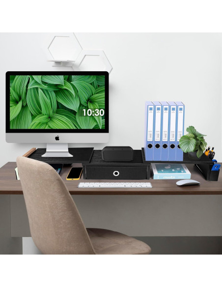 Soporte Doble para Monitor con Cajón y Pierna de Metal 119.9 cm