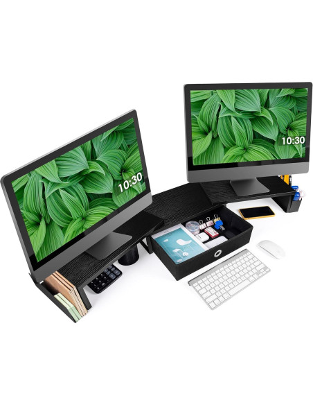 Soporte Doble para Monitor con Cajón y Pierna de Metal 119.9 cm