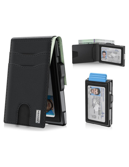 Billetera Minimalista UMOVEN Negro con Bloqueo RFID y Pop Up Billetera Minimalista UMOVEN Negro con Bloqueo RFID y Pop Up
